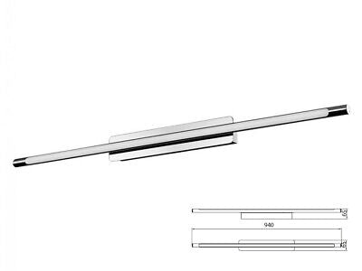 Applique Lampada Led Da Parete o Soffitto Moderna 18W Cromato Lunghezza 940mm