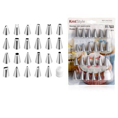 Kit di Ugelli per Glassa Torta 24 Punte Stampe Diverse in Silicone Bocchette