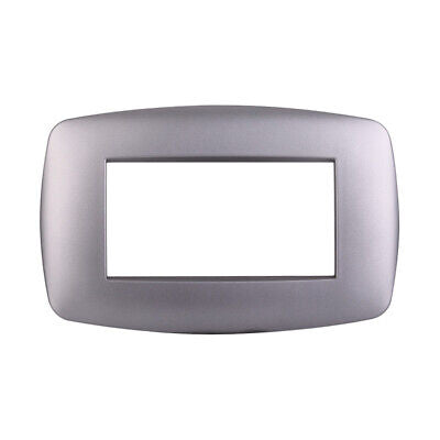 ETTROIT Placca Slim Serie Space 4P Colore Silver Compatibile Con Bticino Living
