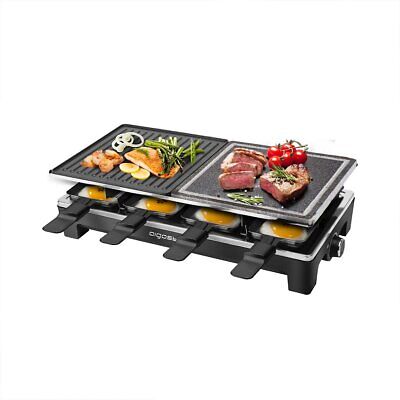 Griglia Raclette Multifunzionale 2000W con Doppio Strato, Teglia in Marmo e 8