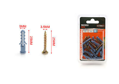 Kit 20 pcs Tasselli &Oslash;5x25mm Con Viti 3,5x25mm <ul><li>Kit Ø5x25mm