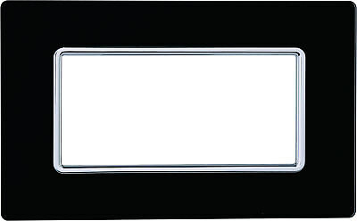 ETTROIT Placca In Vetro Serie Solar 4P Colore Nero Compatibile Con Bticino