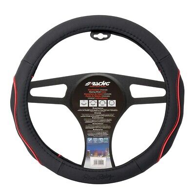 Coprivolante Pretty black Ecopelle nera inserti rossi per volanti diametro
