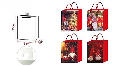 12 Pezzi Sacchetti da Regalo Per Natale Buste Borse Verticale Babbo 23X18X10cm