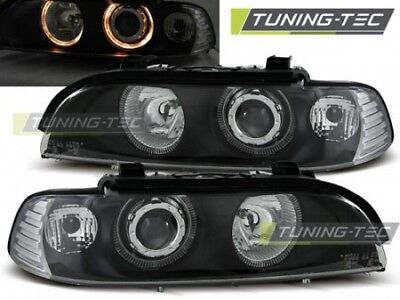 Coppia Set Fari Fanali Anteriori Tuning  E39 09.95-06.03 ANGEL EYES Nero Alogeni