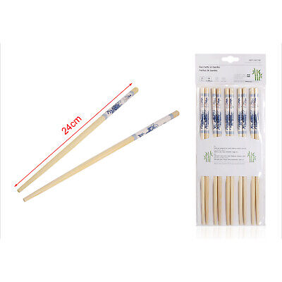 5 Paia Bacchette in Bamb&ugrave; Tradizionali Cinesi Motivo Orientale <ul><li>5