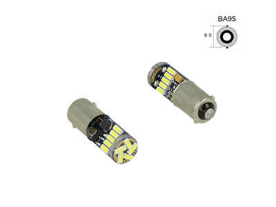 Coppia Lampadine Led Canbus T4W BA9S Piedi Dritti 15 Smd 4014 Bianco No Errore