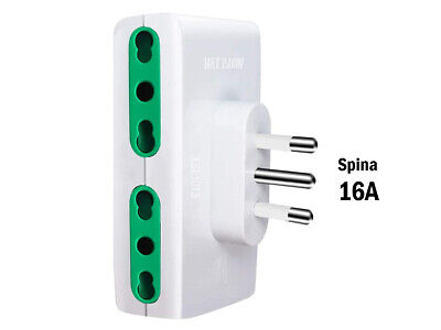Adattatore Quadruplo Spina Grossa 16A Con 4 Prese Bipasso 10/16A Bianco Extrast