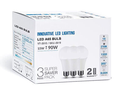 3 PZ Lampada Led E27 A65 15W Bianco Freddo 6400K Bulbo Sfera 1350 Lumen SKU-281