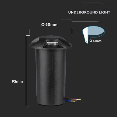 Faretto LED Segnapasso a Cilindro da Interramento 1W con 4 Fasci Luminosi 12V
