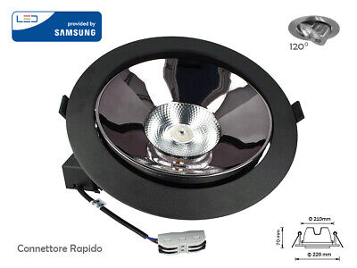 Faretto Led COB da Incasso 30W 4000K Rotondo Riflettore Orientabile Carcassa Ne
