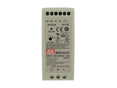 Alimentatore Rotaia Industriale MeanWell MDR-60-24 60W 24V 2,5A Barra Guida DIN