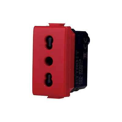 ETTROIT Presa Bipasso Bivalente 2P+T 10/16A Colore Rosso Compatibile Con