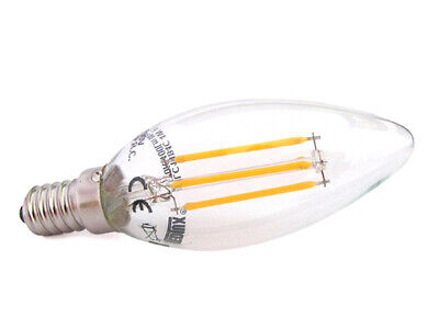 Lampada Filo Led a Filamento E14 C37 4W=40W 360 Gradi Bianco Caldo 2700K Candel