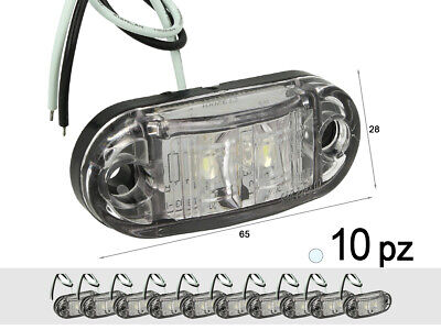10 Pezzi Fanali Laterali Led 24V 12V Bianco Freddo Per Luci Ingombro Cortesia