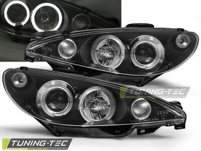 Coppia Fari Fanali Anteriori Tuning 206 da 2002 ANGEL EYES Nero