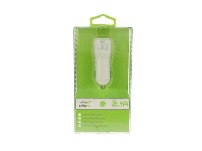 Caricabatteria Alimentatore Da Auto Con Doppio Porte USB 5V 1A e 2,1A Per
