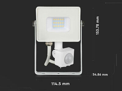 Faro Led Flood Light Slim 10W IP65 Neutro 4000K Carcassa Bianca con Sensore PIR