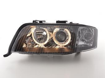 Coppia Fari Fanali Anteriori Tuning Angel Eyes A6 4B 01-04 nero