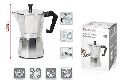 Caffettiera Moka in Alluminio 6 Tazze Alta 18cm <ul><li>Scopri il piacere di un