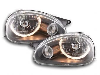 Coppia Fari Fanali Anteriori Tuning Angel Eyes Corsa B 93-00 nero