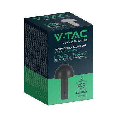 Lampada LED da Tavolo 3W con Batteria 1800mAh Ricaricabile USB C Colore Nero in