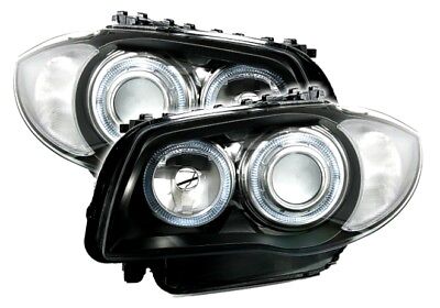 Coppia Angel Eyes Fari Fanali Anteriori Tuning per 1er E8_ Neri Alogeni H7