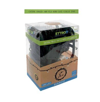 Catena Luminosa di Luci Led IP65 10 Metri Con 100 Filo Nero Luce Giallo Bianco