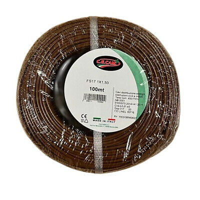 100mt Cavo Elettrico FS17 450/750V Unipolare 1X1.5mm Colore Marrone Made In