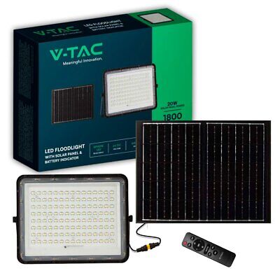Faro LED con Telecomando e Pannello Solare 20W 1800LM Indicatore Batteria Cavo