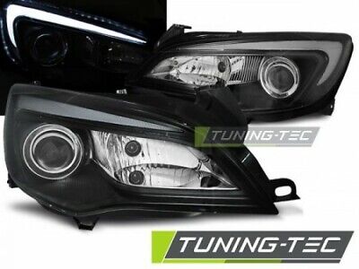 Coppia Fari Fanali Anteriori Tuning J 10-15 TUBE LIGHT NERO Alogeni H9