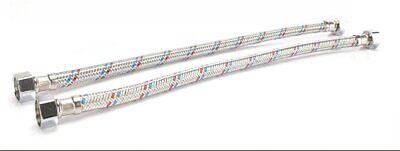 Coppia Tubi Flessibili Per Miscelatore Rubinetto Lungo 30cm Connettori F 1/2" e