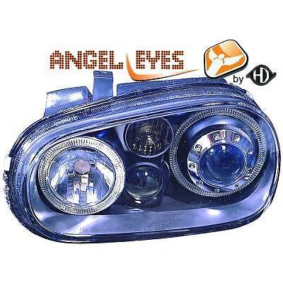 Coppia fari fanali anteriori TUNING GOLF IV 97-03 look R32 neri anelli angel