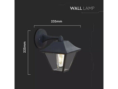 Lampada da Muro a Lanterna Giardino in Vetro Attacco E27 Colore Nero Opaco IP44