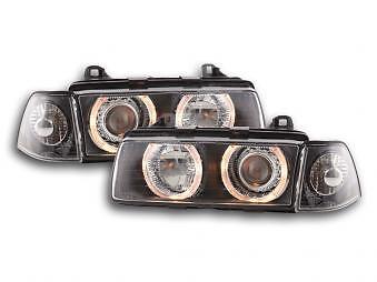 Coppia Fari Fanali Anteriori Tuning Angel Eyes serie 3 Limo E36 92-98 nero