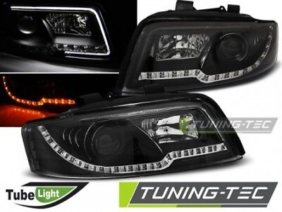 Coppia Fari Fanali Anteriori Tuning  A4 10.00-10.04 LED TUBE LIGHTS Nero