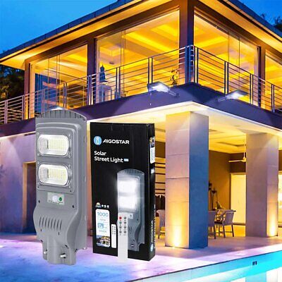 Lampione Solare a LED 100W Luce Fredda 6500K IP65 con Sensore di Movimento e