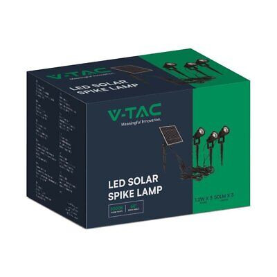 Faretti LED da Giardino 3*1.2W con Picchetto e Pannello Solare Colore Nero
