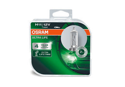 COPPIA Lampada Lampadina Luce OSRAM ULTRA LIFE H11 (PGJ19-2) 12V 55W LUNGA DURAT