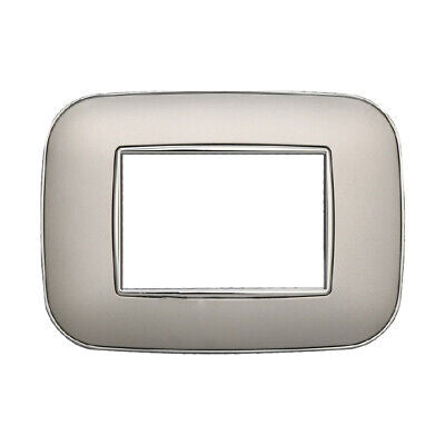 ETTROIT Placca Orbis Serie Moon 3P Colore Silver Compatibile Con Bticino