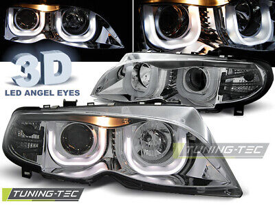 FARI ANTERIORI ANGEL EYES 3D CROMATI per E46 09.01-03.05 S/T
