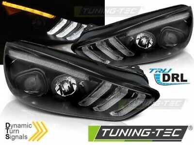Coppia Set Fari Fanali Anteriori Tuning FOCUS MK3 15-18 NERO DRL LED Alogeni