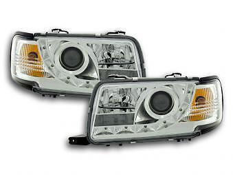 Coppia Fari Fanali Anteriori Tuning Dayline Luci Diurne 80 B4 91-94 cromat