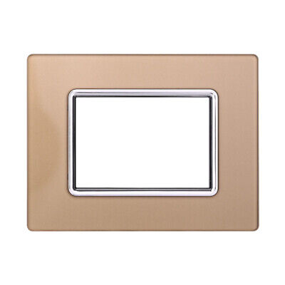 ETTROIT Placca In Vetro Serie Space 3P Colore Oro Compatibile Con Bticino