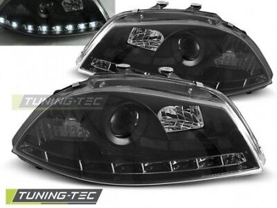 Coppia Set Fari Fanali Anteriori Tuning IBIZA 6L 04.02-08 DAYLIGHT Nero H1+H1