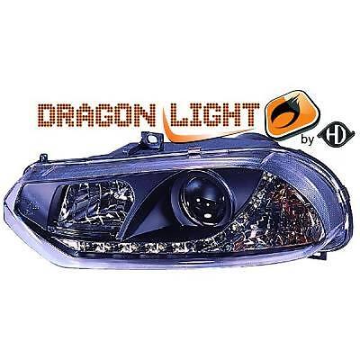Coppia fari fanali anteriori TUNING 156 1997 > 2003 neri con Dayline a LED