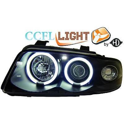 Coppia fari fanali anteriori TUNING A4 94-99 nero con anelli ANGEL EYES CCF