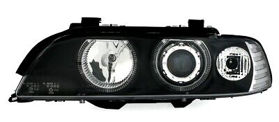Coppia Fari Fanali Tuning Anteriori Angel Eyes per 5er E39 Neri Alogeni H7+H7