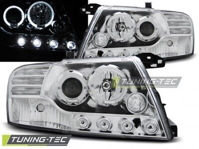 Coppia fari fanali anteriori Tuning PAJERO V60 2000 > 2006 ANGEL EYES Cromato