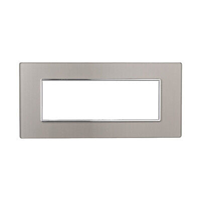 ETTROIT Placca In Vetro Serie Moon 6P Colore Silver Compatibile Con Bticino